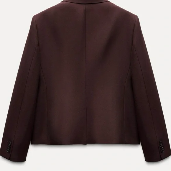 NWT Zara Pocket Blazer Eggplant Women Large - Picture 4 of 9